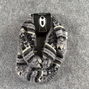 Charlotte Daniel Infinity Scarf Gray Black Eyelash Knit Soft Cozy Winter NWT‎